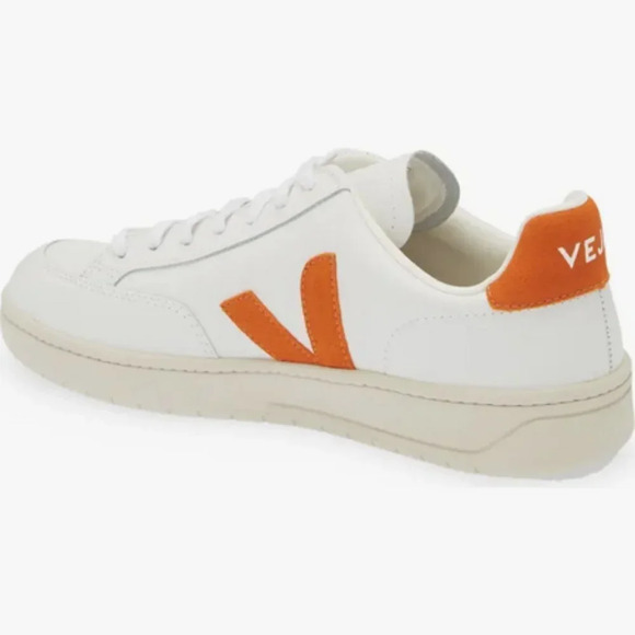 Veja Men's V-12 Low Top Sneaker in White/Pumpkin.  Sz: 7 - Picture 3 of 13